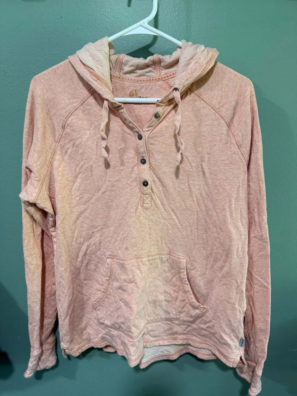 Carhartt Pondera Hoodie Size M (8-10) Peach Heather Henley Pullover